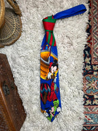 Vintage Disney Mickey Mouse & Goofy Tie Blue Novelty Men's Necktie