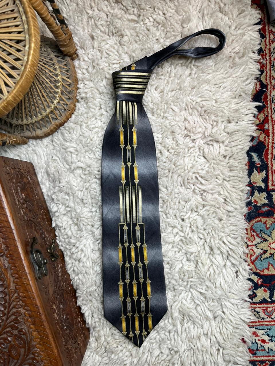 Silkworm London 100% Silk Tie Hand Made Art Deco Geometric Men's Tie