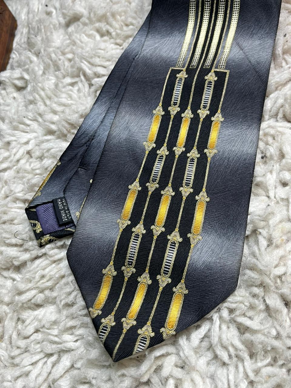 Silkworm London 100% Silk Tie Hand Made Art Deco Geometric Men's Tie