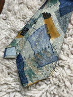 José Piscador 100% Silk Tie Abstract Geometric Artistic Sage Green Blue Men's Tie