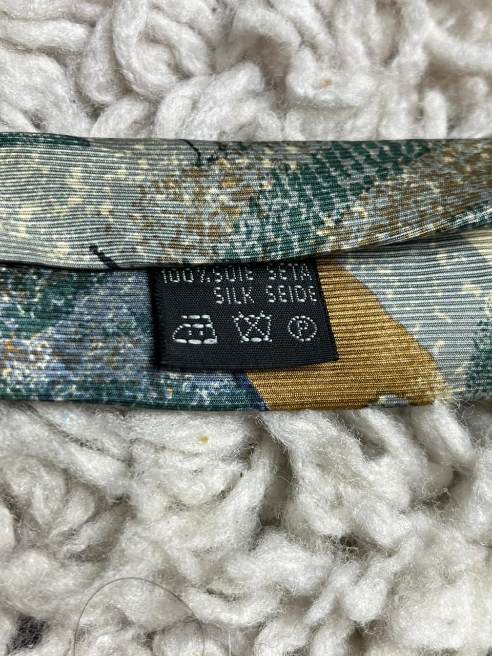 José Piscador 100% Silk Tie Abstract Geometric Artistic Sage Green Blue Men's Tie