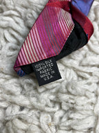 Murano Italia Men's Silk Tie Red Pink Blue Geometric Striped Abstract