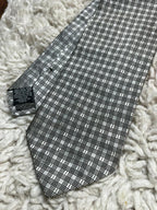 Metropolitan View Men's Silk Tie Silver Gray Plaid Check Pattern
