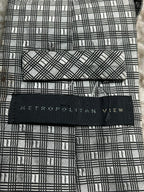 Metropolitan View Men's Silk Tie Silver Gray Plaid Check Pattern