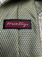 Montagu Men's Tie Gold Olive Green Geometric Woven Pattern 100% Polyester