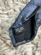 D'Alimbi 100% Pure Silk Tie Blue with Gold Geometric Square Pattern