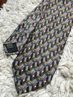 Montagu  Tie Green Purple Gold Geometric Abstract Art Deco