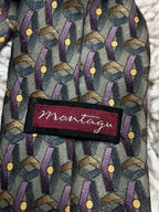 Montagu  Tie Green Purple Gold Geometric Abstract Art Deco