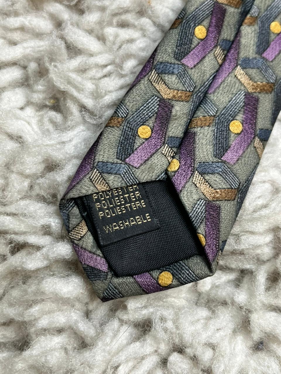 Montagu  Tie Green Purple Gold Geometric Abstract Art Deco
