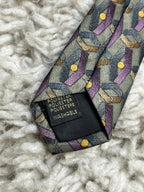 Montagu  Tie Green Purple Gold Geometric Abstract Art Deco