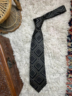 Montagu Men's Tie Black Red Floral Geometric Abstract Career Washable