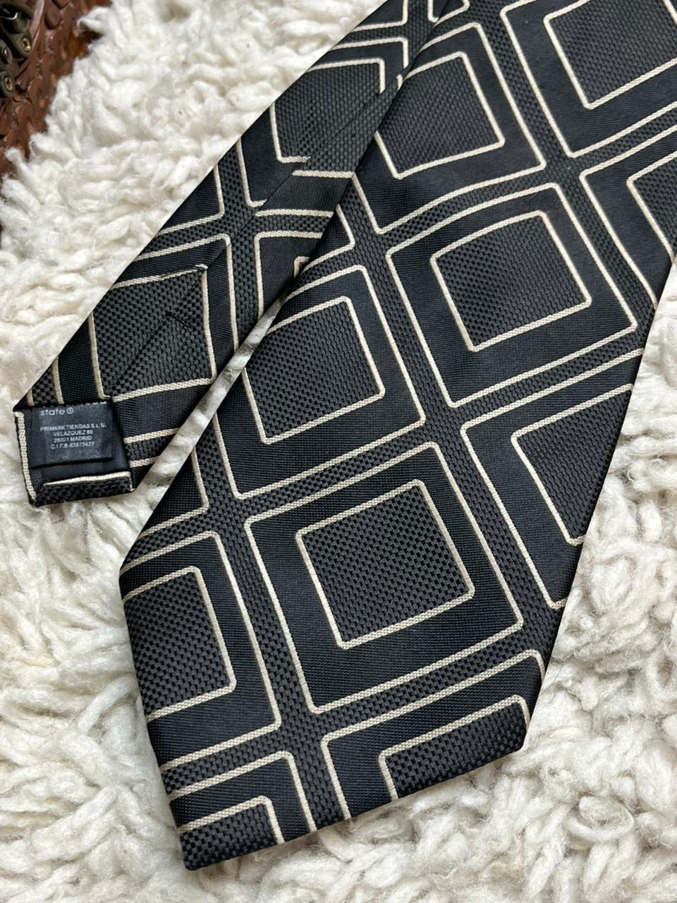 Montagu Men's Tie Black Red Floral Geometric Abstract Career Washable