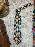 Vintage 1993 Fred Flintstone Tie Hanna-Barbera Addiction Ltd Retro Cartoon Black