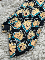 Vintage 1993 Fred Flintstone Tie Hanna-Barbera Addiction Ltd Retro Cartoon Black