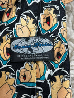 Vintage 1993 Fred Flintstone Tie Hanna-Barbera Addiction Ltd Retro Cartoon Black