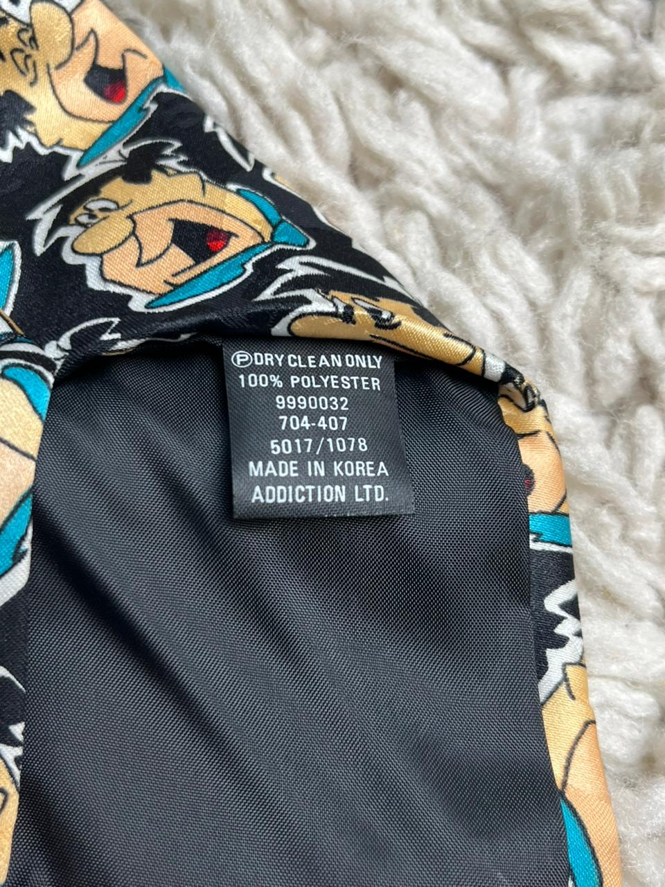 Vintage 1993 Fred Flintstone Tie Hanna-Barbera Addiction Ltd Retro Cartoon Black