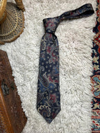 Vintage Carl Michaels for Stern's ITALIAN Silk Tie Paisley Navy Burgundy