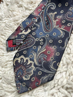 Vintage Carl Michaels for Stern's ITALIAN Silk Tie Paisley Navy Burgundy