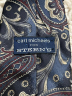Vintage Carl Michaels for Stern's ITALIAN Silk Tie Paisley Navy Burgundy