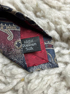 Vintage Carl Michaels for Stern's ITALIAN Silk Tie Paisley Navy Burgundy