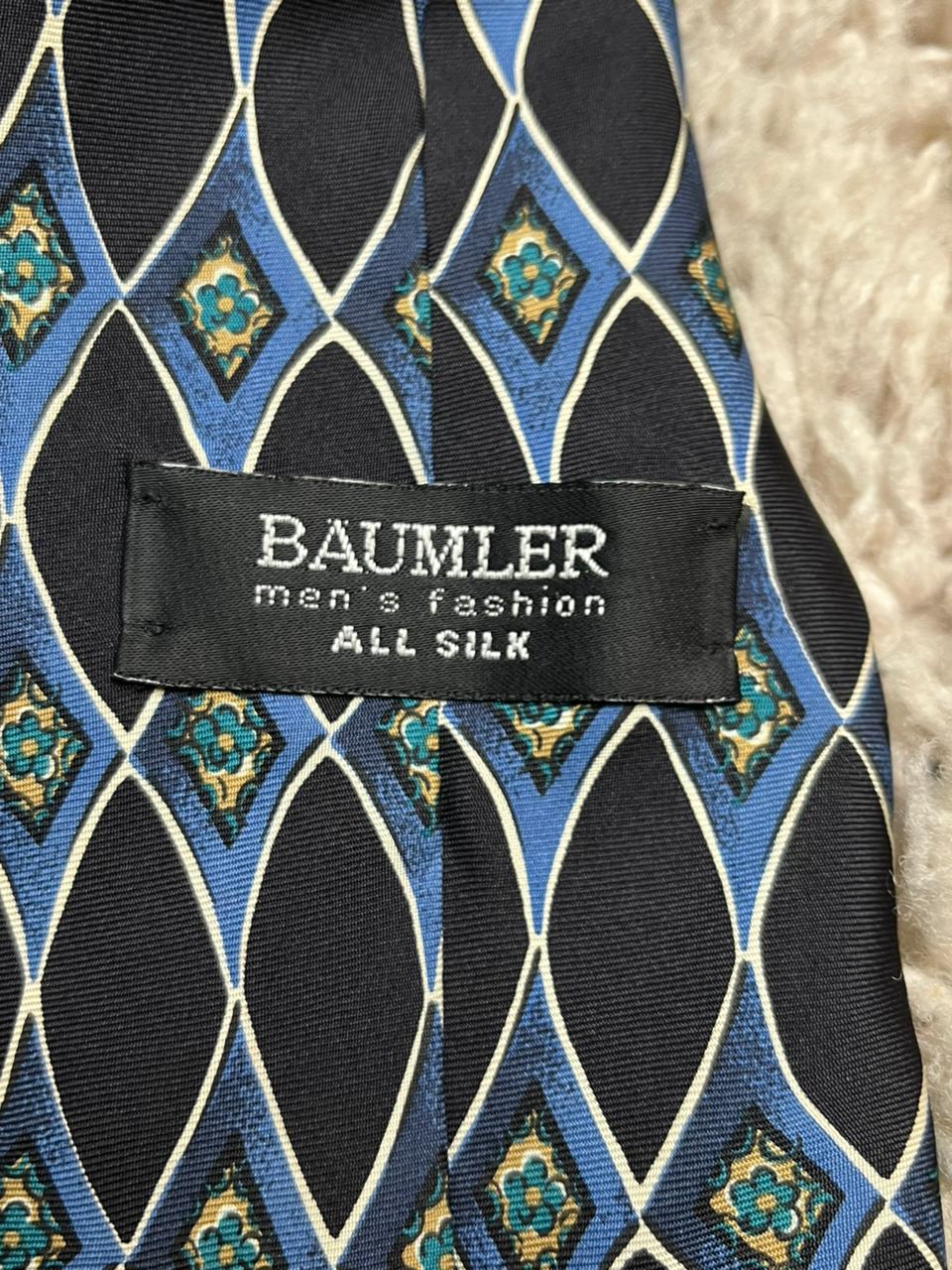 BAUMLER Mens Tie Silk Geometric Diamond Medallion Necktie