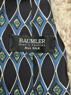 BAUMLER Mens Tie Silk Geometric Diamond Medallion Necktie