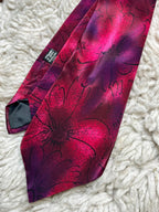Folkespeare Pink Purple Retro Floral Pattern Mens Tie