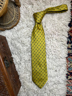 CABETTI Mens Tie Gold Yellow Blue Geometric Medallion Micro Pattern