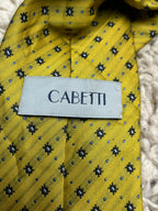 CABETTI Mens Tie Gold Yellow Blue Geometric Medallion Micro Pattern