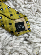 CABETTI Mens Tie Gold Yellow Blue Geometric Medallion Micro Pattern