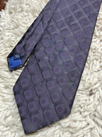 Jeff Banks London 100% Silk Tie Purple Tonal Geometric Jacquard Design
