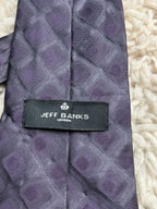 Jeff Banks London 100% Silk Tie Purple Tonal Geometric Jacquard Design