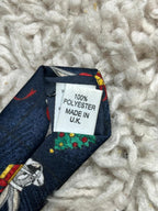 Vintage 1996 Looney Tunes Bugs Bunny Christmas Tie Navy Blue Holiday Retro