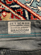 Diesel Braddom(SLIM-STRAIGHT FIT) DIRTY GREY WASH SLIGHTLY STRETCHABLE JEANS - 36