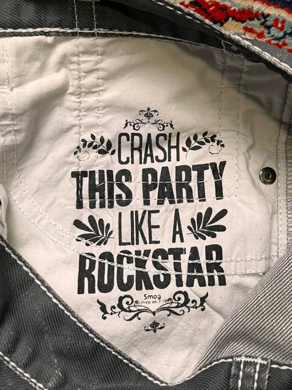 Smog New Yorker Men's Jeans WASHED Grey Thick White Contrast Stitch STRAIGHT-BOOTCUT FIT