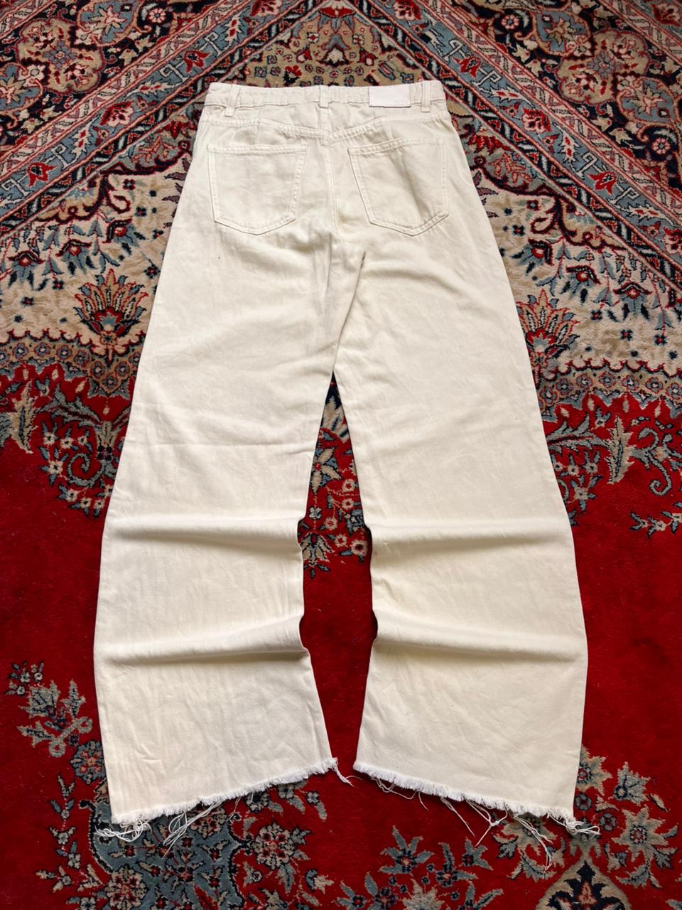 MANGO Cream COLORED BAGGY PANTS