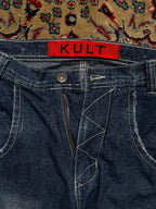 KULT Panelled BAGGY NON STRETCH DENIM CARGOS - 30