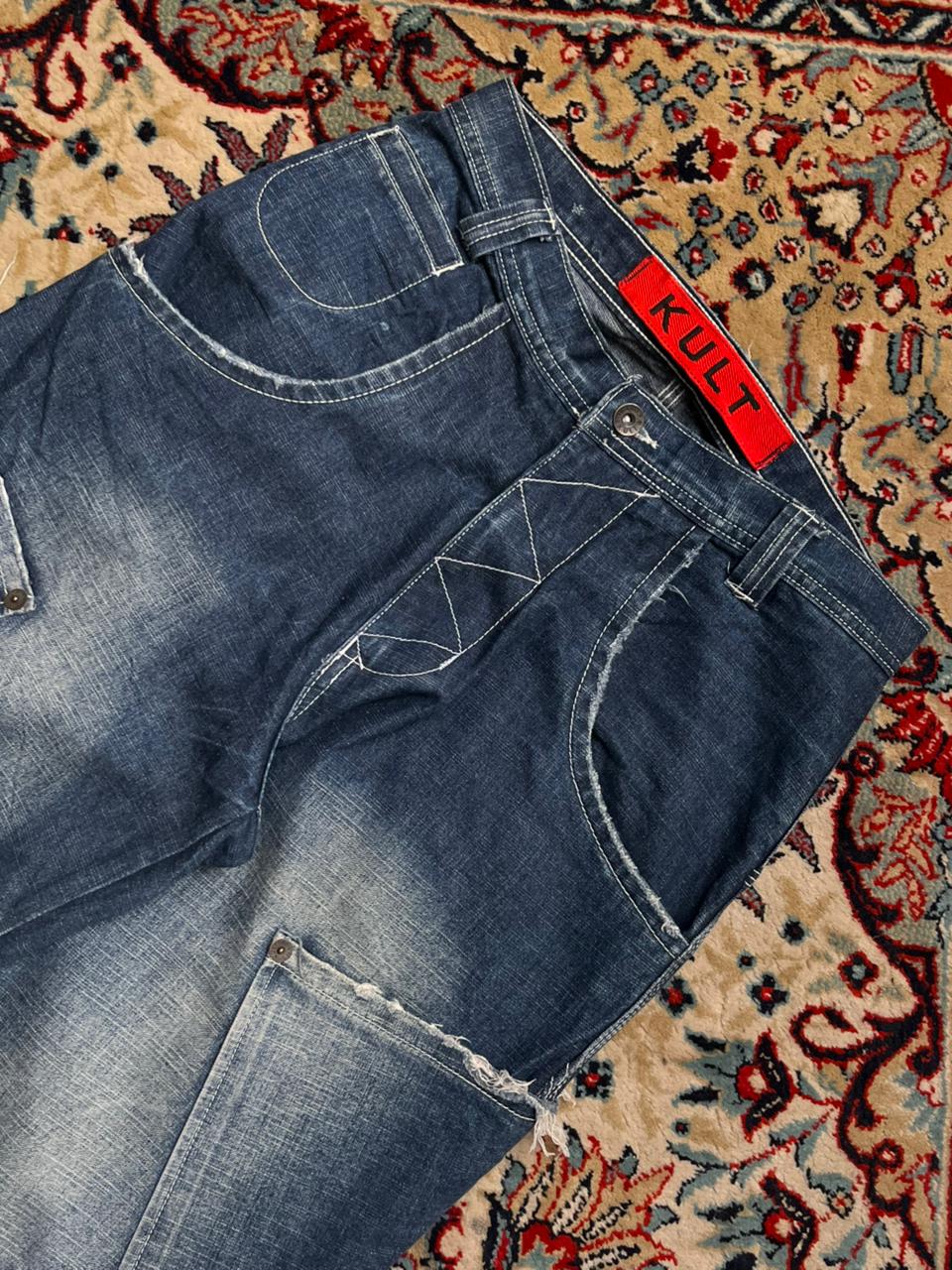 KULT Panelled BAGGY NON STRETCH DENIM CARGOS