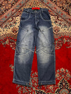 KULT Panelled BAGGY NON STRETCH DENIM CARGOS - 30