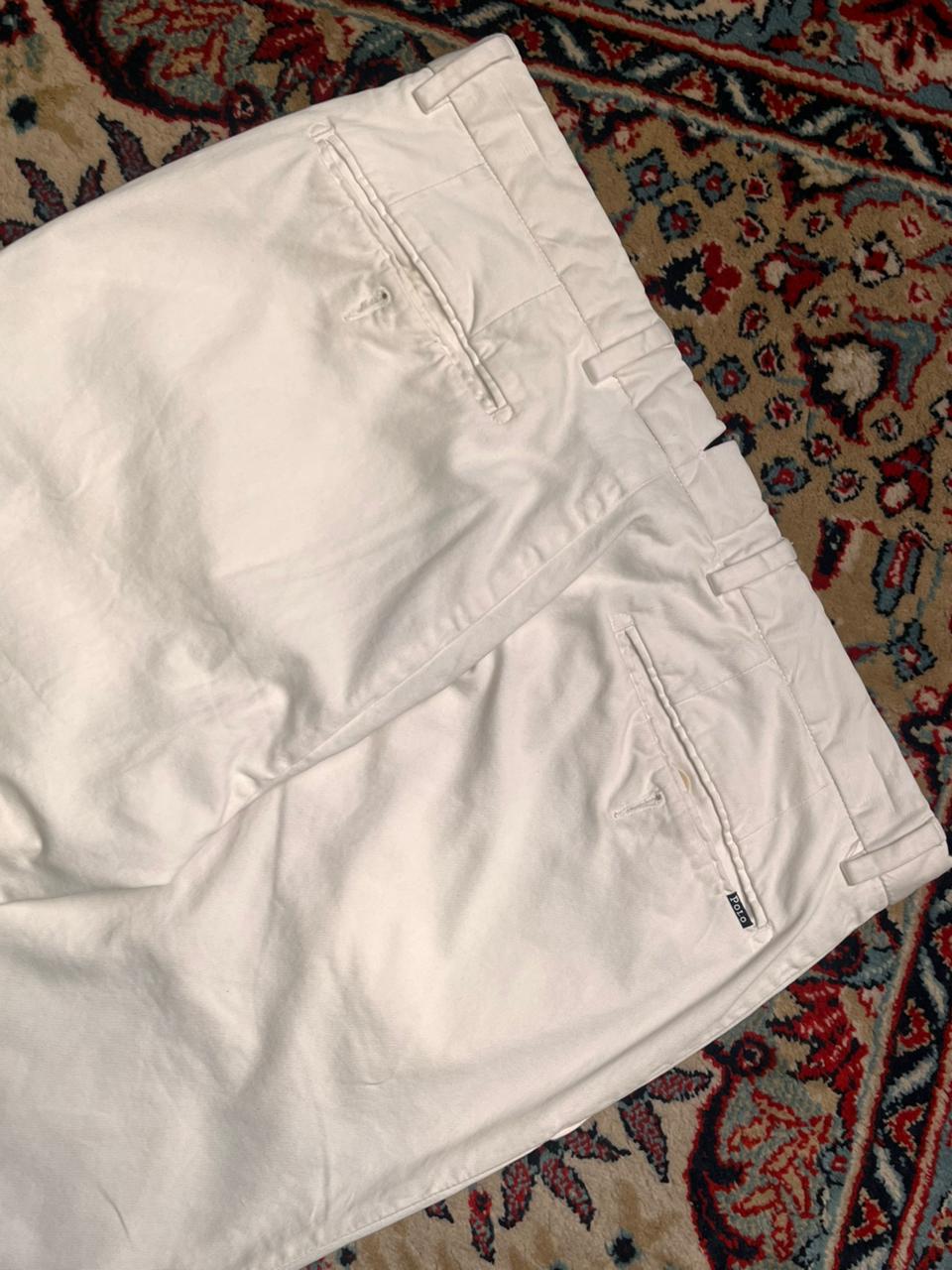 Polo Ralph Lauren White Cotton Straight Fit Pants