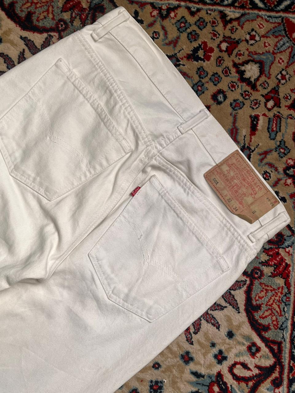 Levi's 501 White NON STRETCH Straight FIT Jeans