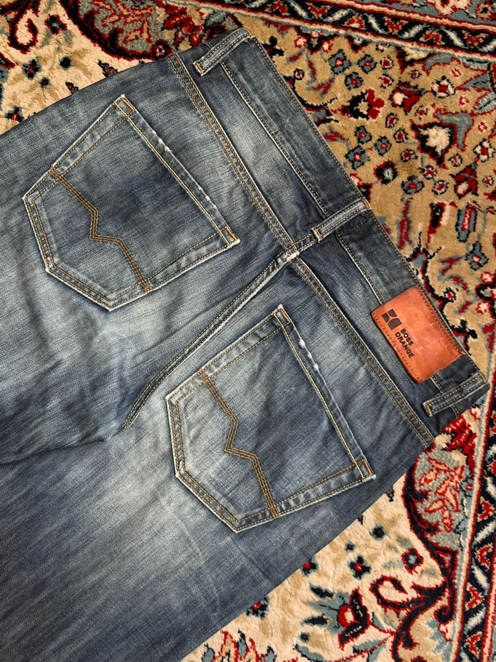 Hugo Boss Orange Straight Fit Washed Indigo/Blue Jeans