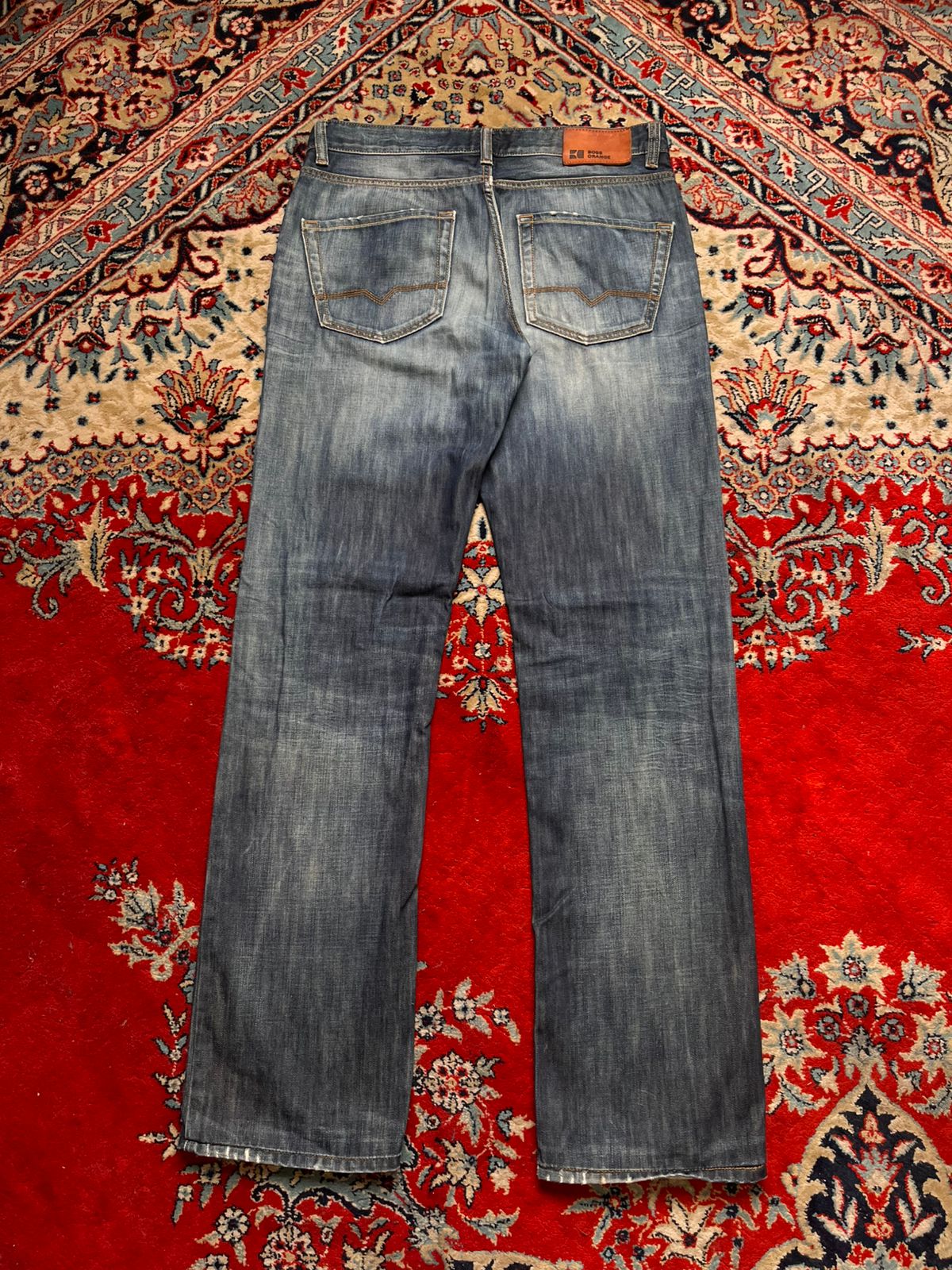Hugo Boss Orange Straight Fit Washed Indigo/Blue Jeans