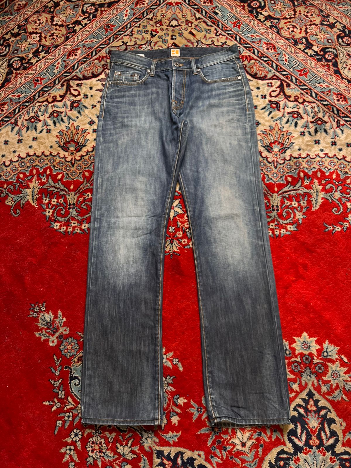 Hugo Boss Orange Straight Fit Washed Indigo/Blue Jeans