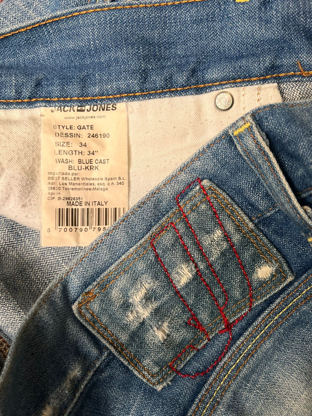 Jack & Jones Italian Made Gate Blue Cast Distressed Bootcut FIT Jeans