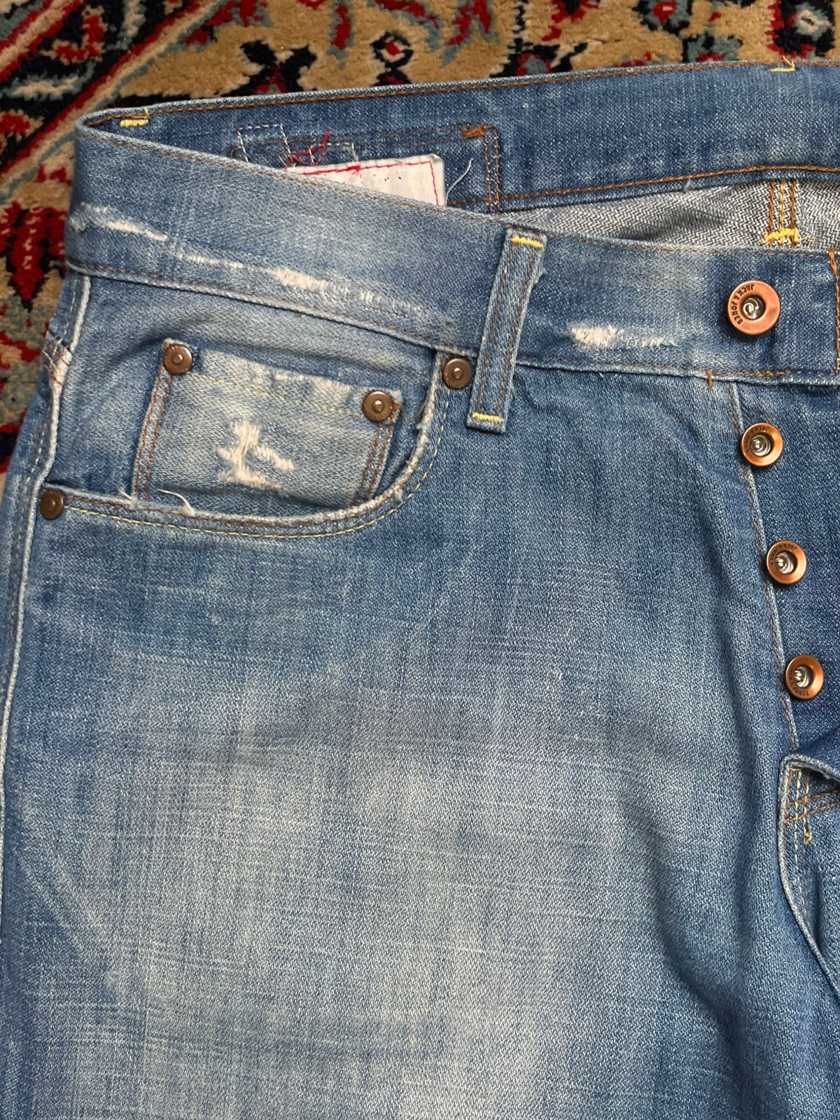 Jack & Jones Italian Made Gate Blue Cast Distressed Bootcut FIT Jeans