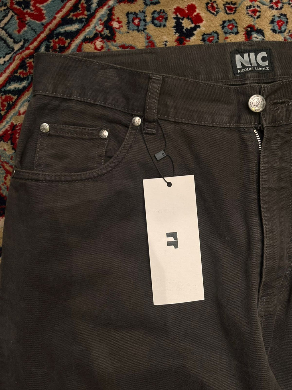 Nicolas Scholz NIC Brown Straight Fit Cotton Pants