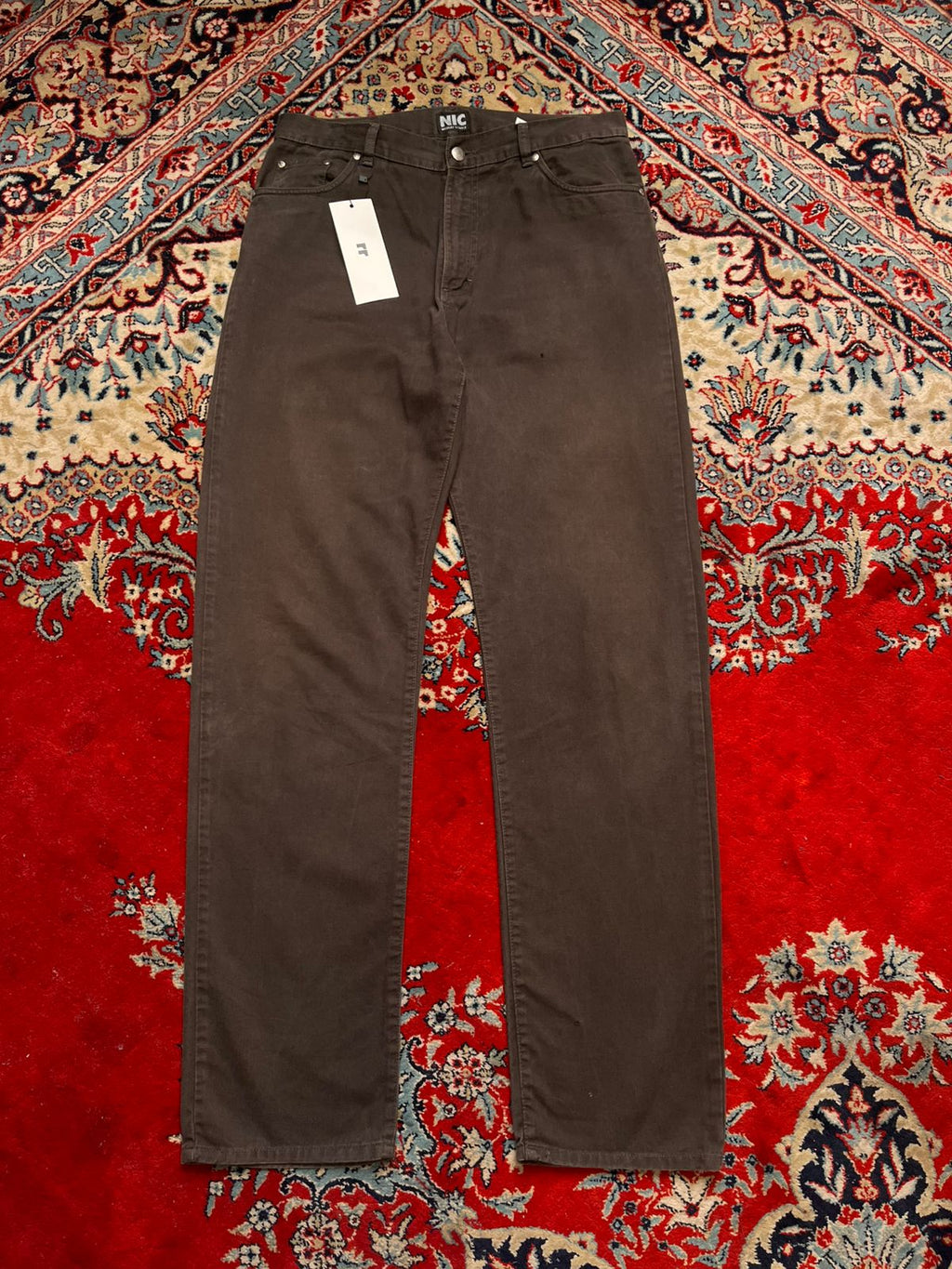 Nicolas Scholz NIC Brown Straight Fit Cotton Pants