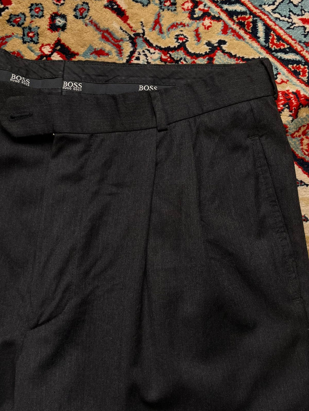 Hugo Boss Charcoal Grey Wool Dress Pants