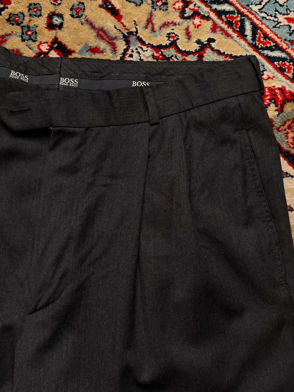 Hugo Boss Charcoal Grey Wool Dress Pants